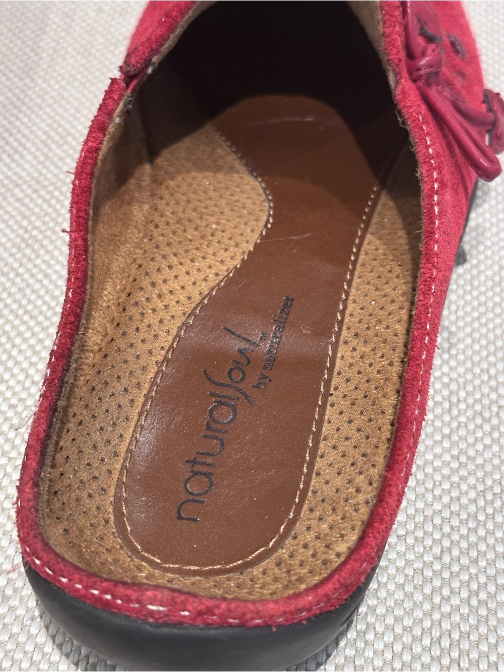 NATURAL SOUL size 8.5 Naturalizer Suede Red Slip-On Leather Comfort Loafer NEW - Picture 10 of 13
